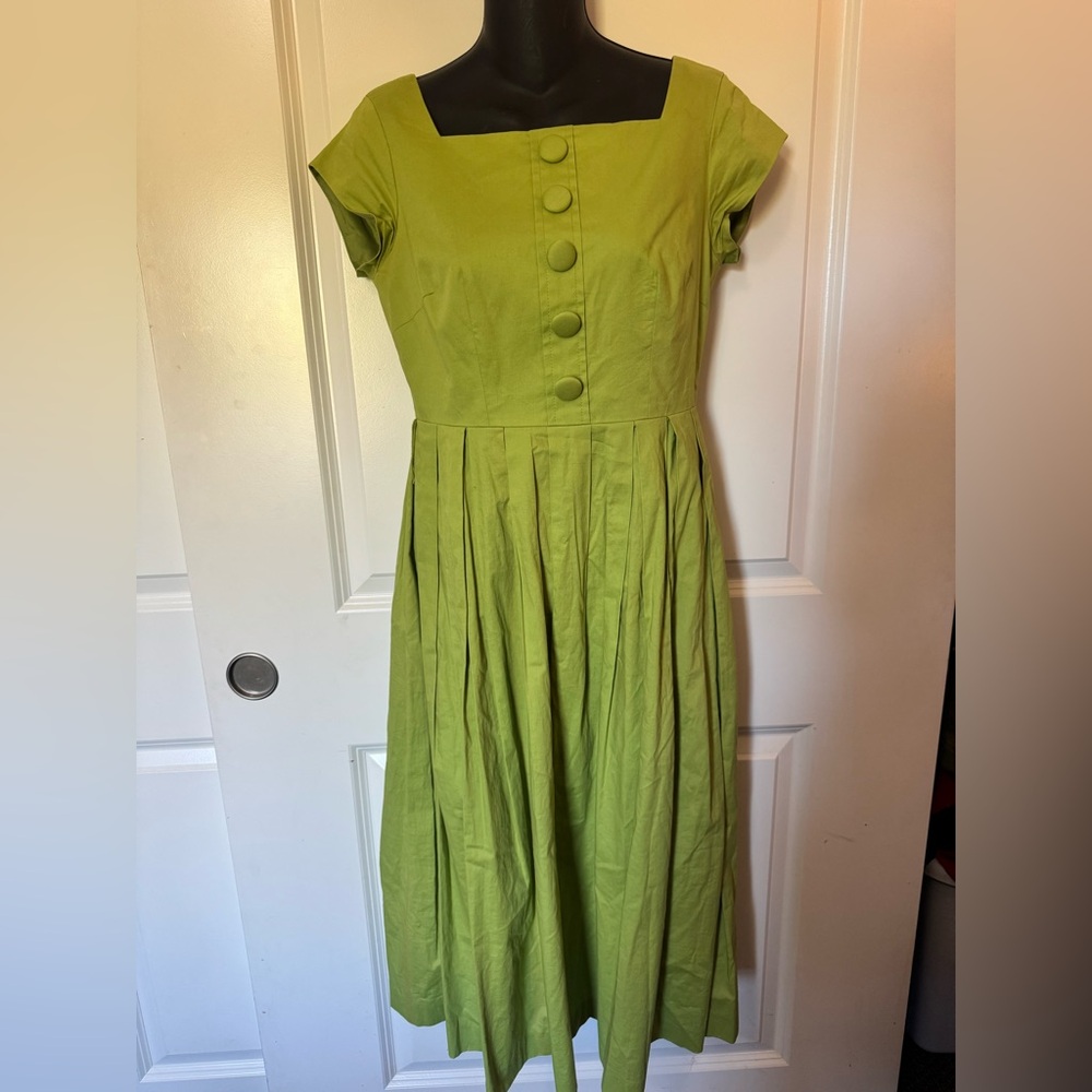 Talbots Petites Green Pleated Fit & Flare Dress – Size 2P